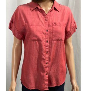 Cato Button Up Double Pocket High Low Droptail Shirt Size Small